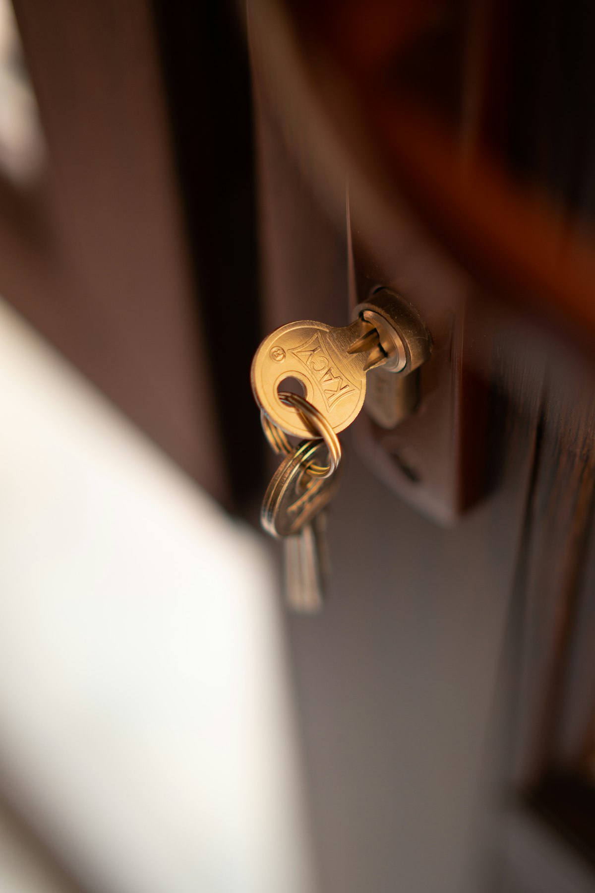 Key in the door of a rental property